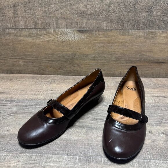 Sofft Brown Leather Low Heel Shoes Women's Size 11 - Picture 1 of 8